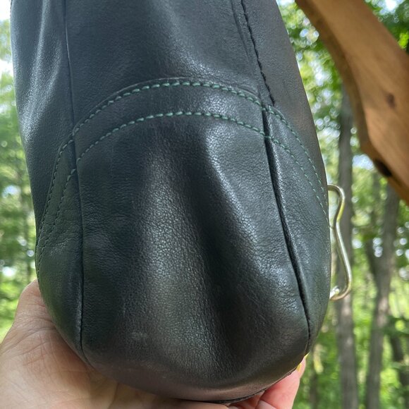 Vintage COACH Hamptons Large Hobo Clip #8A67 — Black w/ Teal Contrast Stitching - Picture 11 of 14